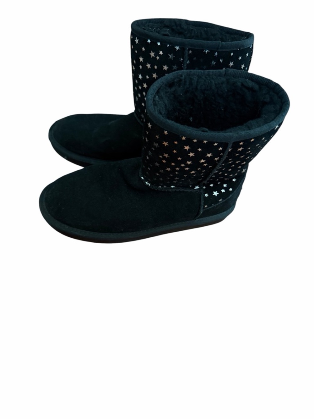 Koolaburra Black Suede Mid-Calf Boots with Silver Star pattern - Picture 2 of 4